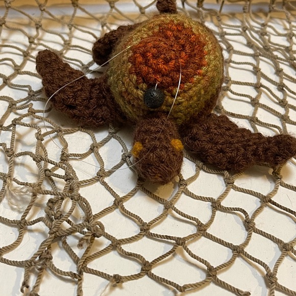 Crochet Brown & Rust Lava Bead Essential Oil Diffuser Sea Turtle Ornament SK - Picture 5 of 5
